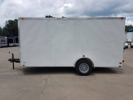 7x14 SA Trailer - White, Ramp, Side Door, Brakes, Extra Height