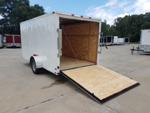 7x14 SA Trailer - White, Ramp, Side Door, Brakes, Extra Height