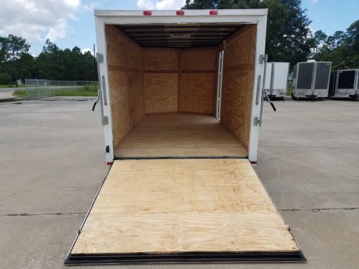 7x14 SA Trailer - White, Ramp, Side Door, Brakes, Extra Height