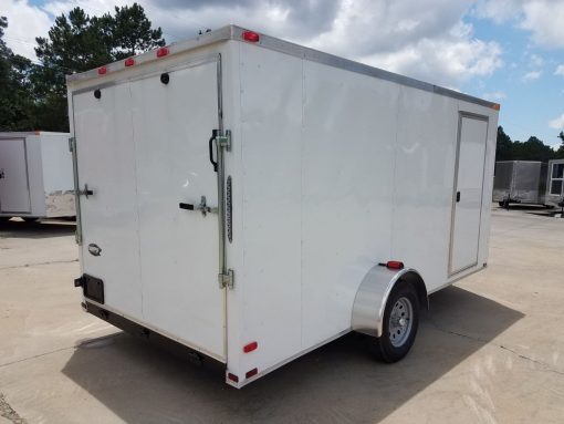 7x14 SA Trailer - White, Ramp, Side Door, Brakes, Extra Height