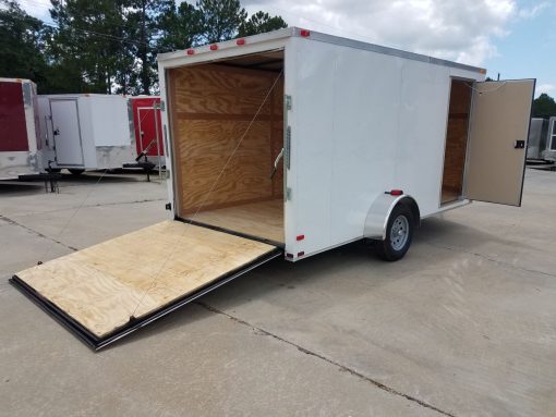 7x14 SA Trailer - White, Ramp, Side Door, Brakes, Extra Height