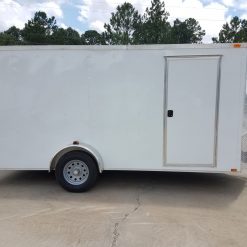 7x14 SA Trailer - White, Ramp, Side Door, Brakes, Extra Height