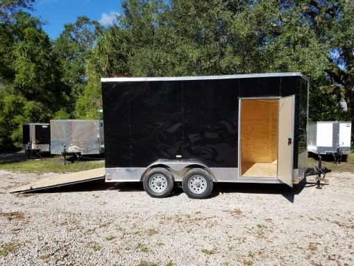 7x14 TA Trailer - Black, Ramp, Side Door, Extra Height