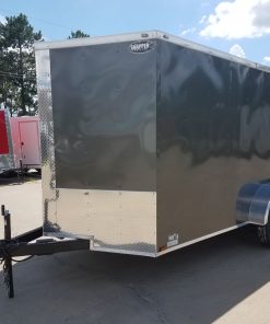 7x14 TA Trailer - Charcoal Grey, Ramp, Side Door, Extra Height