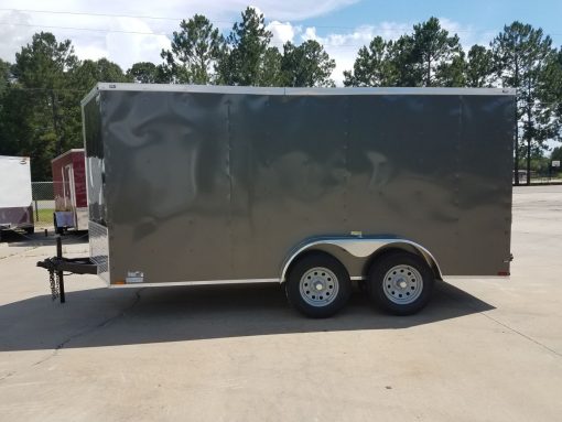 7x14 TA Trailer - Charcoal Grey, Ramp, Side Door, Extra Height