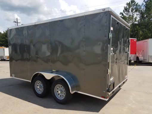 7x14 TA Trailer - Charcoal Grey, Ramp, Side Door, Extra Height