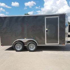 7x14 TA Trailer - Charcoal Grey, Ramp, Side Door, Extra Height