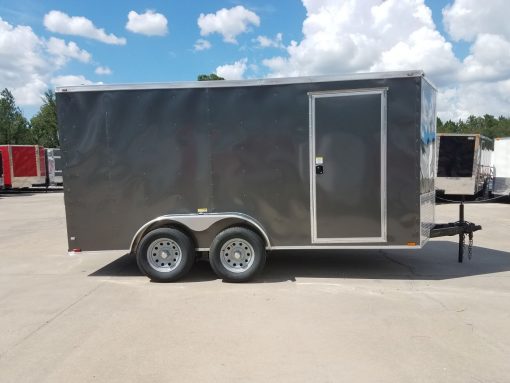 7x14 TA Trailer - Charcoal Grey, Ramp, Side Door, Extra Height