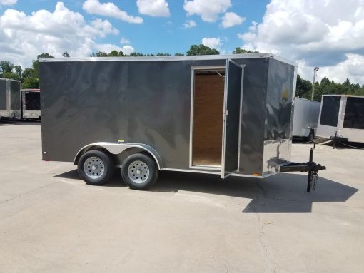 7x14 TA Trailer - Charcoal Grey, Ramp, Side Door, Extra Height