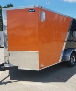 7x14 TA Trailer - Orange and Black, Ramp, Side Door, Extra Height, Side Vents and Mag Wheels