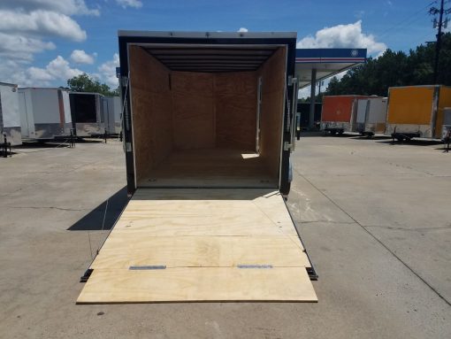 7x14 TA Trailer - Orange and Black, Ramp, Side Door, Extra Height, Side Vents and Mag Wheels