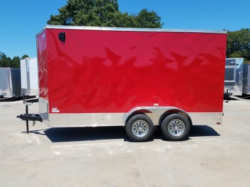 7x14 TA Trailer - Red, Ramp, Side Door, Extra Height, Side Vents