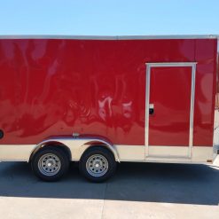 7x14 TA Trailer - Red, Ramp, Side Door, Extra Height, Side Vents