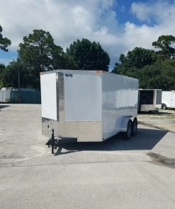 7x14 TA Trailer - White, Barn Doors, Side Door, Extra Height