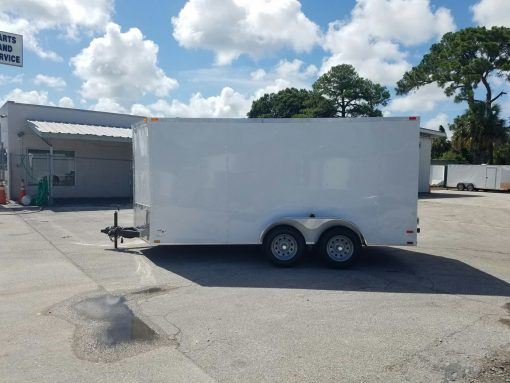 7x14 TA Trailer - White, Barn Doors, Side Door, Extra Height