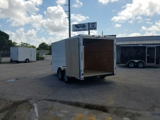 7x14 TA Trailer - White, Barn Doors, Side Door, Extra Height