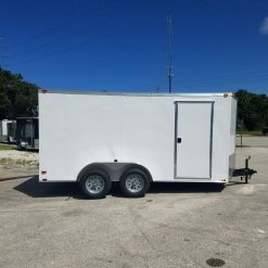 7x14 TA Trailer - White, Barn Doors, Side Door, Extra Height