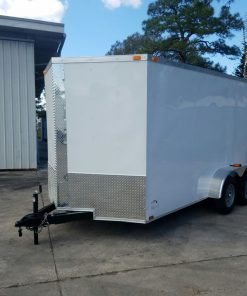 7x14 TA Trailer - White, Barn Doors, Side Door, Extra Height