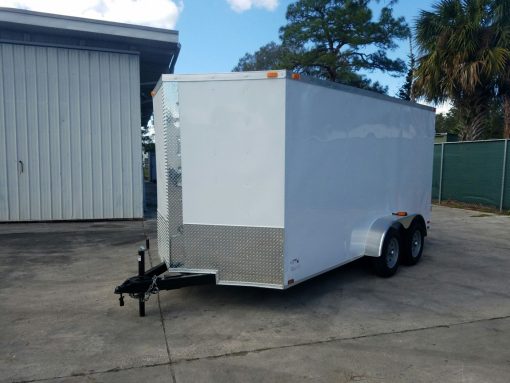 7x14 TA Trailer - White, Barn Doors, Side Door, Extra Height