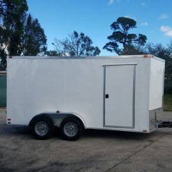 7x14 TA Trailer - White, Barn Doors, Side Door, Extra Height