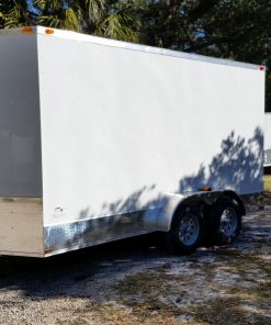 7x14 TA Trailer - White, Ramp, Side Door, Extra Height, ATP Wrap