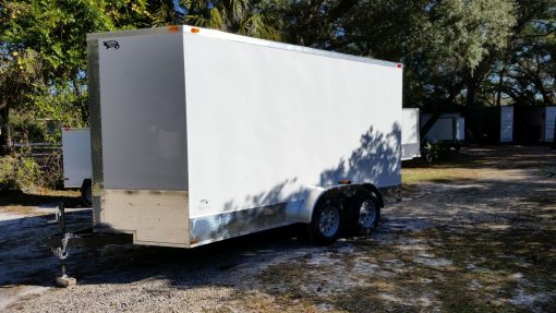 7x14 TA Trailer - White, Ramp, Side Door, Extra Height, ATP Wrap