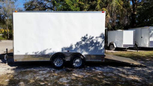 7x14 TA Trailer - White, Ramp, Side Door, Extra Height, ATP Wrap