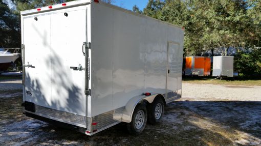 7x14 TA Trailer - White, Ramp, Side Door, Extra Height, ATP Wrap