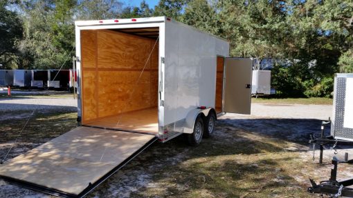 7x14 TA Trailer - White, Ramp, Side Door, Extra Height, ATP Wrap