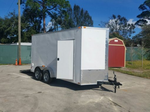 7x14 TA Trailer - White, Ramp, Side Door, Extra Height