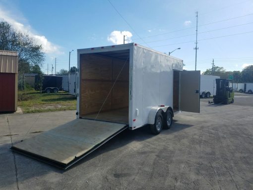 7x14 TA Trailer - White, Ramp, Side Door, Extra Height