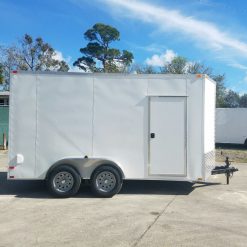 7x14 TA Trailer - White, Ramp, Side Door, Extra Height