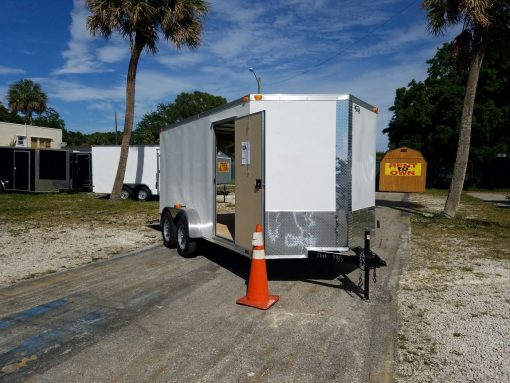 7x14 TA Trailer - White, Ramp, Side Door, Extra Height