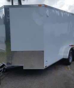 7x14 TA Trailer - White, Ramp, Side Door, Extra Height, Side Vents