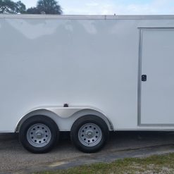 7x14 TA Trailer - White, Ramp, Side Door, Extra Height, Side Vents