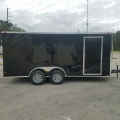 7x16 TA Trailer - Black, Barn Doors, Side Door, Extra Height