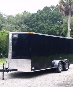 7x16 TA Trailer - Black, Ramp, Side Door, Extra Height