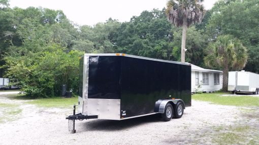 7x16 TA Trailer - Black, Ramp, Side Door, Extra Height