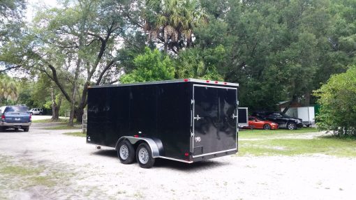 7x16 TA Trailer - Black, Ramp, Side Door, Extra Height