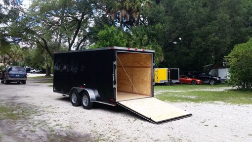 7x16 TA Trailer - Black, Ramp, Side Door, Extra Height