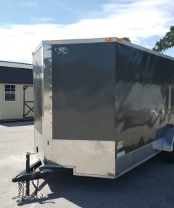 7x16 TA Trailer - Charcoal, Barn Doors, Side Door, Electrical, Extra Height, AC, Windows