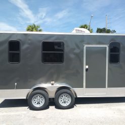 7x16 TA Trailer - Charcoal, Barn Doors, Side Door, Electrical, Extra Height, AC, Windows