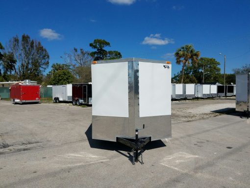 7x16 TA Trailer - White, Barn Doors, Side Door, Extra Height