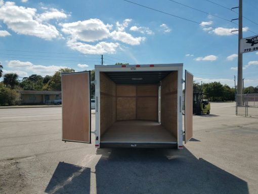 7x16 TA Trailer - White, Barn Doors, Side Door, Extra Height