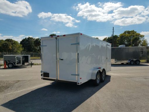 7x16 TA Trailer - White, Barn Doors, Side Door, Extra Height