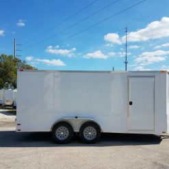 7x16 TA Trailer - White, Barn Doors, Side Door, Extra Height