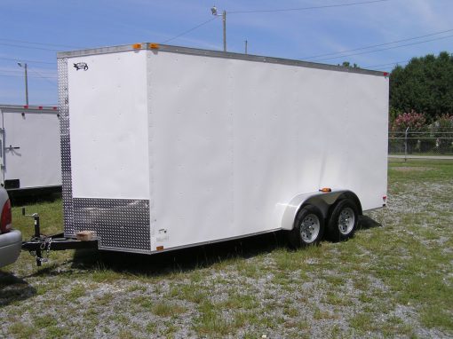 7x16 TA Trailer - White, Ramp, Side Door, Extra Height