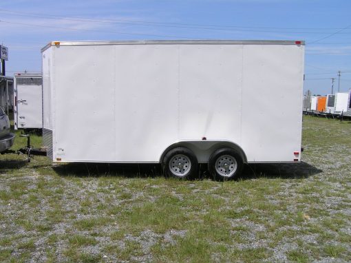 7x16 TA Trailer - White, Ramp, Side Door, Extra Height