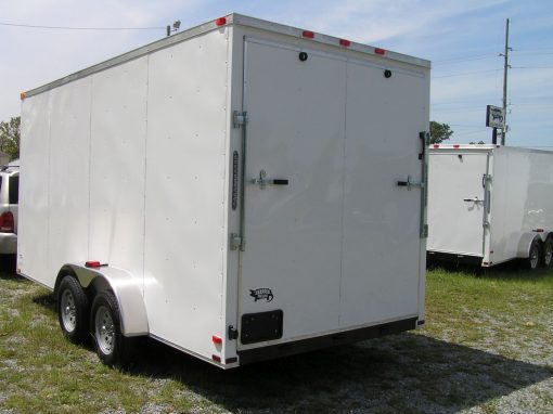 7x16 TA Trailer - White, Ramp, Side Door, Extra Height