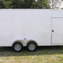 7x16 TA Trailer - White, Ramp, Side Door, Extra Height